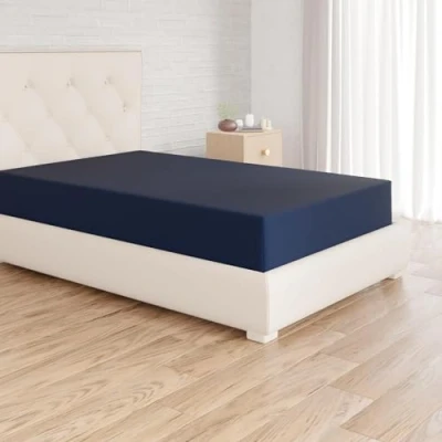 Obrázek Amazon Basics napínací prostěradlo, 90 x 190 30 cm, mikrovlákno, prostěradlo výška matrace do námořnická modrá