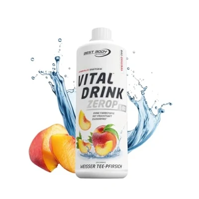 Obrázek Best Body Nutrition Vital Drink ZEROP® bílý čajový broskev, originální nápojový koncentrát sirup bez cukru, 1:80 vydává 80 litrů hotového nápoje, 1000 ml