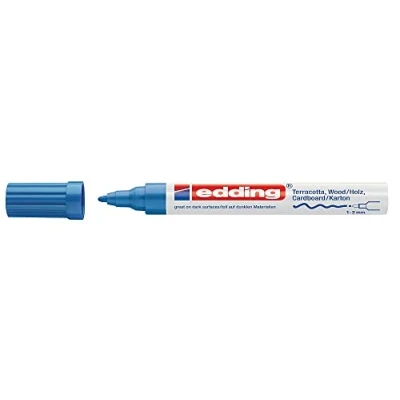 Obrázek Edding 4040 lakový popisovač s matným inkoustem 1 kulatý hrot 2 mm modrý pro psaní a zdobení na drsných, tmavých nebo porézních površích ideální terakota, lepenku, dřevo