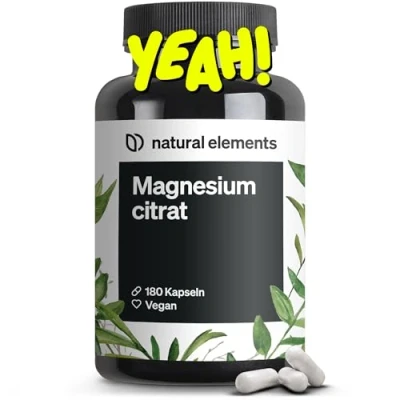 Obrázek Citrát hořečnatý 360 mg elementárního hořčíku v denní dávce 180 veganských kapslí 2měsíční zásoba vysoká dávka, bez přísad vyvinuto Německu a laboratorně testováno