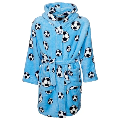 Obrázek Playshoes Unisex dětský fleecový župan ranní župan, Modrý fotbal