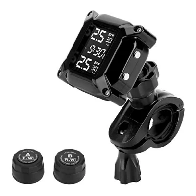 Obrázek Jansite Motocykl TPMS es systém monitorování tlaku v pneumatikách se 2 externími senzory, LCD displej, alarmu do auta Anti Off &amp; vodotěsný