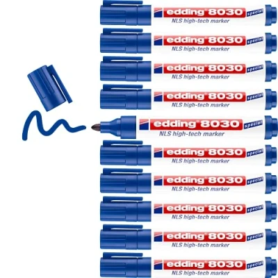 Obrázek edding 8030 NLS High Tech Marker blau 10 Stifte Rundspitze 1,5 3 mm Rostfreier zum korrosionsarmen Markieren für Stahl, Metall, Eisen, Aluminium