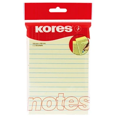 Obrázek Kores N46510 poznámkové bloky linkované poznámky, 150 x 100 mm, listů, žluté