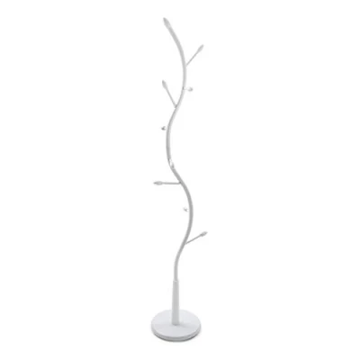 Obrázek Versa Minimalistický šatní stojan Swindon pro vstupní prostory, s 9 háčky na oblečení nebo tašky, rozměry (v x d š) 185 32 cm, kov, barva: bílá