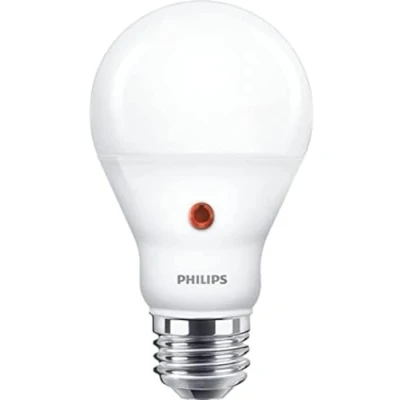 Obrázek PHILIPS Lighting LED E27 žárovka se senzorem denního světla, 60 W, tvar kapky, matná, teplá bílá, světelný senzor