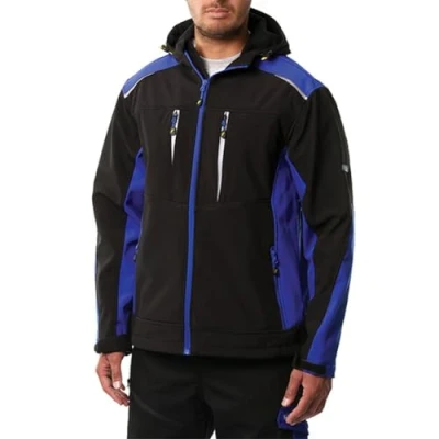 Obrázek Goodyear Pánské Workwear Work bezpečnostní zip, větruodolné, vodotěsné, prodyšné, reflexní detaily, vázané proti pilulkám, fleece, lemované, softshellová bunda, kabát, černá/královská, M