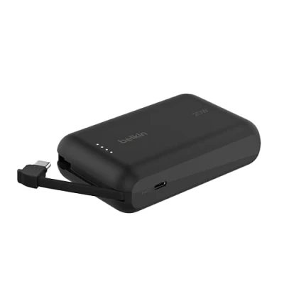 Obrázek Belkin powerbanka BoostCharge, přenosná 10 000 mAh s integrovaným kabelem, PD 20 W USB C Power Delivery Pro rychlé nabíjení zařízení jako série iPhone 16, iPad a Galaxy S24