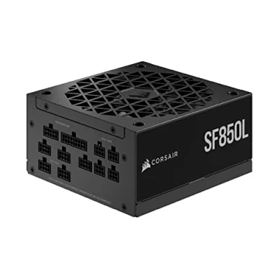 Obrázek Corsair SF850L plně modulární, tichý SFX síťový zdroj, pro ATX 3.0 PCIe 5.0, 120mm PWM ventilátor, 80 plus zlatá účinnost, režim nulových otáček, 105 C kondenzátory, 850 wattů, černý
