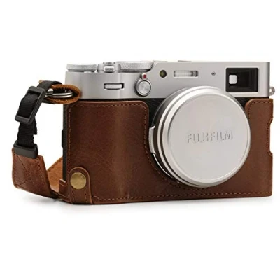 Obrázek MegaGear MG1895 Ever Ready taška na kameru, pravá kůže, kompatibilní s Fujifilm X100V, hnědá