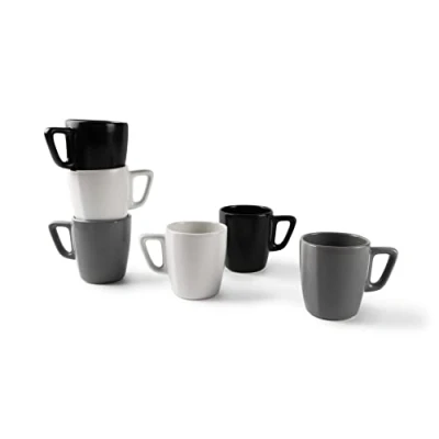 Obrázek Excelsa Eclipse Set mit 6 Tassen, 230 ml, Keramik, Weiß, Schwarz und Grau