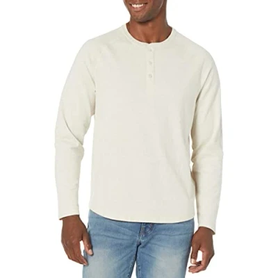 Obrázek Amazon Essentials Pánské Henley tričko S dlouhými rukávy a normálním střihem (k dostání ve Big &amp; Tall), ovesná béžová melírovaná,
