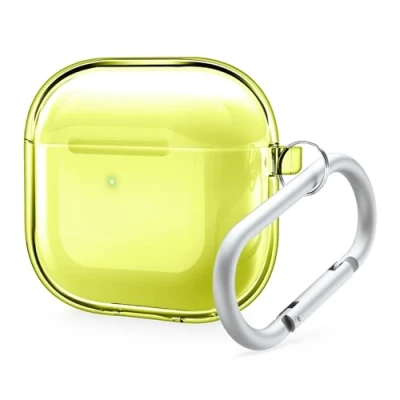 Obrázek elago Transparentní ochranné pouzdro kompatibilní s AirPods 4. generace pouzdrem 4, včetně karabiny, snížené žloutnutí, bezdrátové nabíjení, nárazuvzdorné, plná ochrana