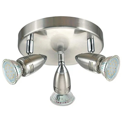 Obrázek EGLO LED stropní svítidlo Magnum LED, se 3 žárovkami, zářič z kovu, lampa do obývacího pokoje v niklové matné, chrom, bodová světla vč. osvětlovacího prostředku GU10, teplá