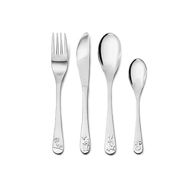 Obrázek Zilverstad 6829030 dětský příbor 4dílný lesní zvířata, ušlechtilá ocel, stříbrná barva, 15,5 x 21,5 2,5 cm