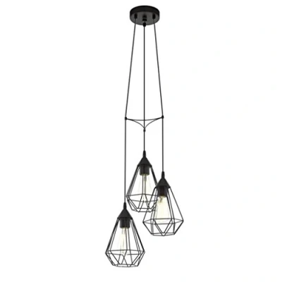 Obrázek EGLO závěsné svítidlo Tarbes černé vintage, závěsná lampa jídelna, se 3 žárovkami, retro v průmyslovém designu s objímkou E27, z oceli Ø 31 cm