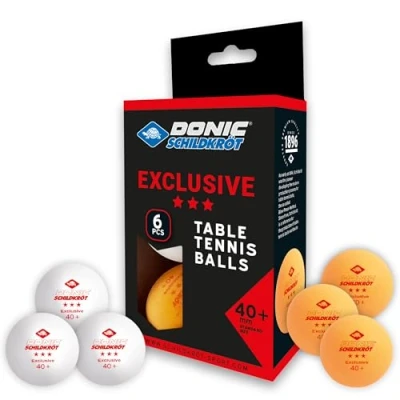 Obrázek Schildkröt Unisex míč na stolní tenis pro dospělé Donic se 3 hvězdičkami Avantgarde, kvalita Poly 40+, 6 ks v blistru, bílý / 3x oranžová, 608533, kartonu