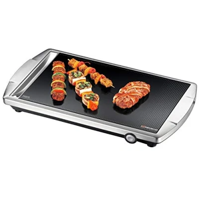 Obrázek ROMMELSBACHER CERAN® Grill CG 2303/E Made in Germany, grilovací plocha SCHOTT CERAN®, plynule nastavitelné teploty do 380 C, zatahovací roubík, okapový žlab z ušlechtilé oceli, 2000 W