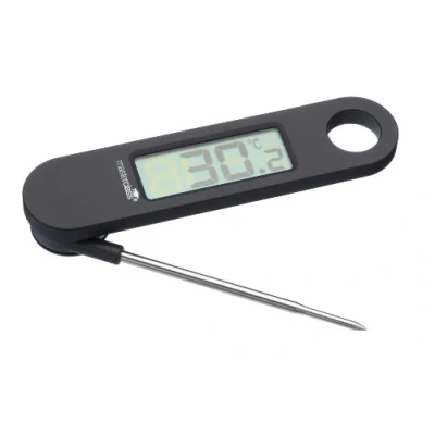 Obrázek MasterClass digitální teploměr na maso z ušlechtilé oceli, černý grilovací s digitálním LCD displejem, bezdrátový, pečení, provoz baterie, 12 x 3 2 cm