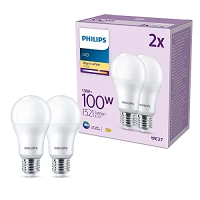 Obrázek Philips LED žárovka Classic E27, 100 W, matná, teplá bílá, nestmívatelná, dvojité balení