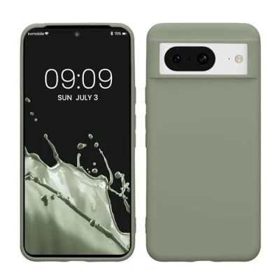 Obrázek kwmobile pouzdro kompatibilní s Google Pixel 8 měkké TPU silikonové vhodné pro bezdrátové nabíjení šedozelená