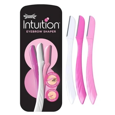 Obrázek WILKINSON SWORD Intuition Augenbrauenformer für Frauen Gesichtshaarentferner und trimmer Peeling Dermaplaning Tool Packung mit 3 Einwegrasierern