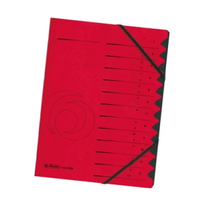 Obrázek Herlitz 10843324 pořadač Quality 1 12, A4, červené, 12 přihrádek s gumovým páskem, kus