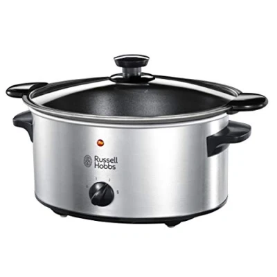 Obrázek Russell Hobbs Slow Cooker [3,5l hrnec s nepřilnavým povrchem], šetrný z ušlechtilé oceli (3 nastavení teploty a funkce udržování teploty, 160 wattů) Slowcooker 22740 56