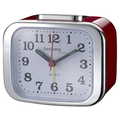 Obrázek Technoline Quartz budík model XL, červený, analogový, ručičky svítící v noci