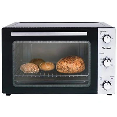 Obrázek Bestron AOV45 mini trouba 2 v 1 s otočným špízem, 45 litrů, 1800 W, nerezová ocel, černá