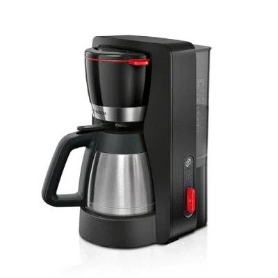 Obrázek Bosch Kávovar na překapávanou kávu MyMoment TKA3M134, termoska 1 l, pro 812 šálků, zastavení odkapávání, otočný držák filtru, program odvápnění, odnímatelná nádrž vodu, 1200 W, černý matný