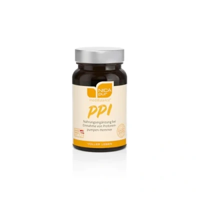 Obrázek NICApur mediBalance PPI I živiny při užívání inhibitorů protonové pumpy &amp; blokátorů žaludeční kyseliny s B12, B6, C a D, kyselinou listovou, hořčíkem železem čistá substance bez přísad 30 kapslí