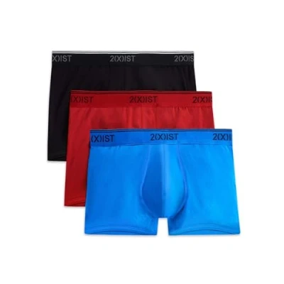 Obrázek 2(x)ist Pánské Cotton Stretch No Show Trunk 3 Pack plavky (3 ks v balení) balení l Scotts červená/černá/Skydiver