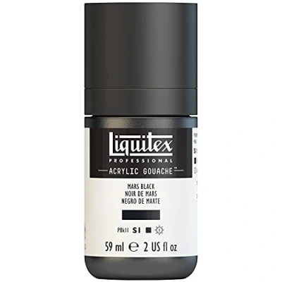 Obrázek Liquitex 2059276 &#039;Liquitex Professional Acrylic kvaš, akrylová barva s kvašovými vlastnostmi, stálobarevná, voděodolná, 59 ml dávkovací láhev Marsově černá