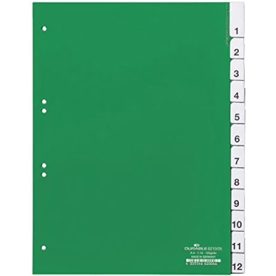 Obrázek Durable 621005 Plastový registr 1 12, A4 vysoký, plnokrycí, zelený