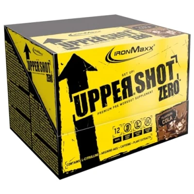 Obrázek IronMaxx Upper Shot Zero Cola 12x 60 ml Pre Workout s mj. L arginin, citrulin malát, taurin a kofein bez cukru v mnoha příchutích