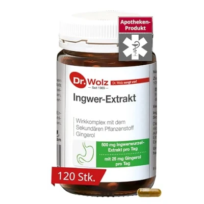 Obrázek Zázvorový extrakt od Dr. Wolz, s vysokým podílem gingerolu, 120 kapslí