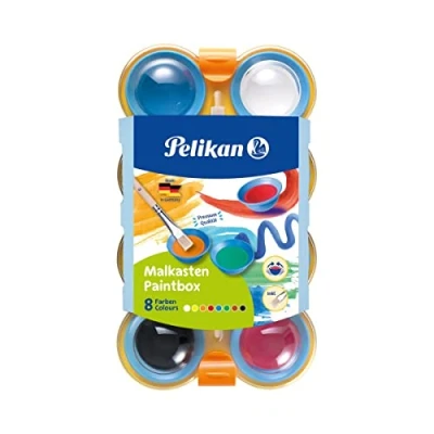 Obrázek Pelikan 723122 Krabičky na barvy Krabička s krycími barvami Mini Friends 755/8, 8 + štětcem, vícebarevná