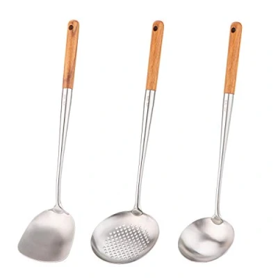Obrázek FJNATINH obracečka a naběračka Wok, sada nářadí, 43,2 cm, na pánev pro ušlechtilá ocel 304