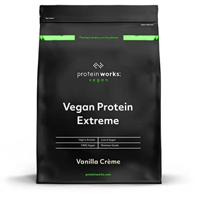 Obrázek protein Works Vegan Extreme 29 g rostlinný směs sóji, hrášku, dýně, hnědé rýže a slunečnice bez laktózy lepku 14 servírek vanilkový krém 500