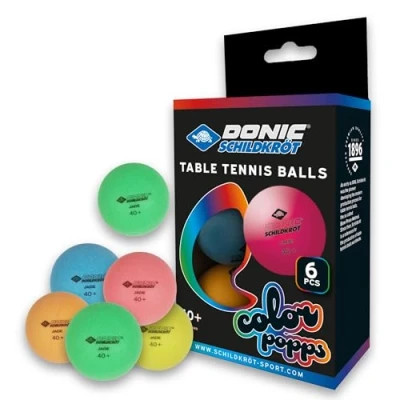 Obrázek Míček na stolní tenis Donic Schildkröt Colour Popps, 6 barevných míčků v kvalitě Poly 40+, 649015, barevné