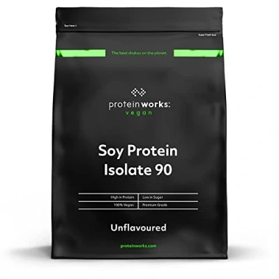 Obrázek Soja PROTEIN 90 izolát 100% veganský, z trvale udržitelného pěstování, bez obsahu cukru, lepku THE WORKS, chuťově neutrální, 500 g