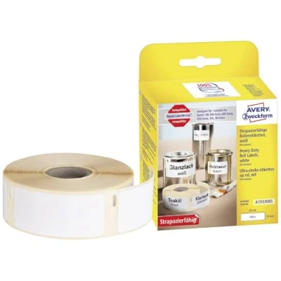 Obrázek AVERY Zweckform A1933085 Dymo LabelWriter etikety odolné proti povětrnostním vlivům kompatibilní s 1933085 (19 x 64 mm, 1 role 450 plastové nálepky, samolepicí, pro LW tiskárnu štítků,