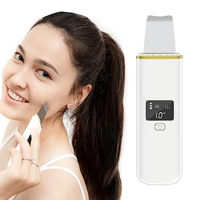 Obrázek CARER SPARK Skin Scrubber, Ultraschallpeelinggerät mit 4 Modi Mitesserentferner Porenreinigung Gesichts Ultraschallschaber, für strahlende Haut, LCD Display und USB Aufladung zur Hautpflege