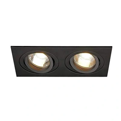 Obrázek SLV NEW TRIA 78 double LED stropní vestavné svítidlo, zářič, otočné a vnitřní dvouplamenné, GU10, černé, vždy max. 50 W, vč. sponek