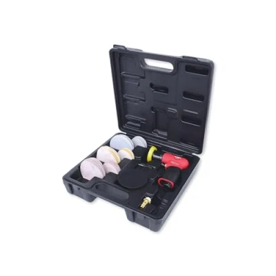 Obrázek KS Tools Mini tlakový vzduch Excentrická bruska sada 515.5110 63 dílů. I pneumatická se suchým zipem brusný talíř ve stabilním plastovém kufru