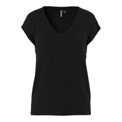 Obrázek PIECES Dámské tričko Pcbillo Tee lurex Stripes Noos Bc, Black/Detail: Black
