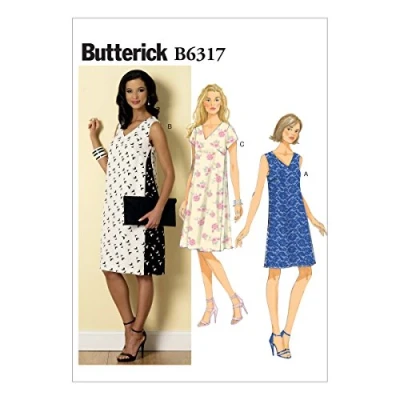Obrázek Butterick Vzor střihu 6317, dámské šaty, velikosti 42 50, viskóza, E5 (14 16 18 20 22)