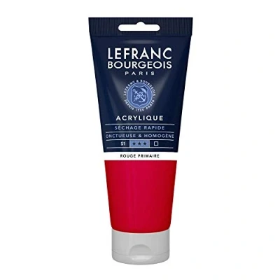 Obrázek Lefranc Bourgeois akrylová barva 300416 Fine primární červená, 200ml tuba, krémová na vodní bázi, rychleschnoucí, stálá světle, voděodolná