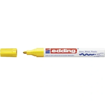Obrázek edding 750 lesklých lakových popisovačů žlutý 1 lakový popisovač kulatý hrot 24 mm laková tužka na sklo, kámen, dřevo, plast a papír voděodolná, silně kryjící